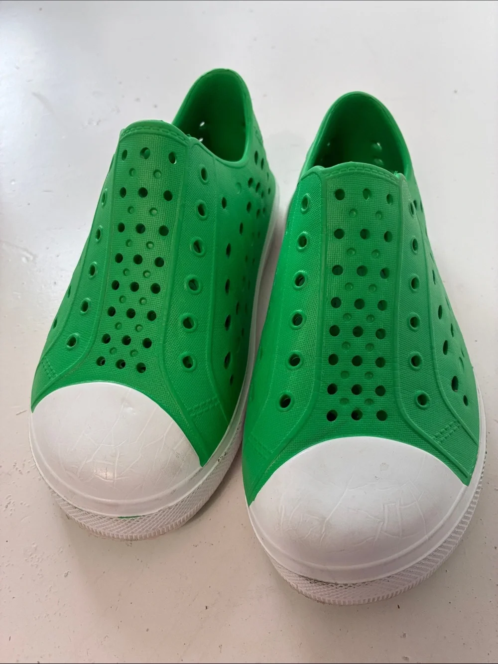 Lily & Dan Sz 13/1 Youth Green White Rubber Slip On Clog Sandal
